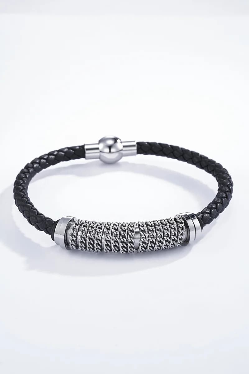 MIZIONA - Leren Armband Zilver