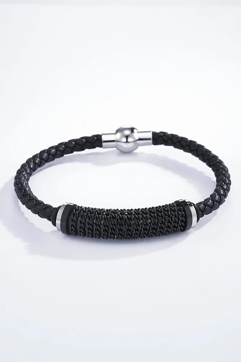 MIZIONA - Leren Armband Zwart