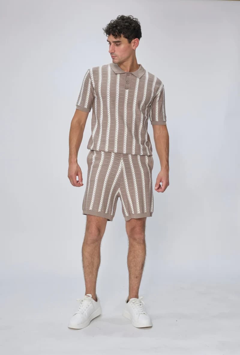 MIZIONA - Gebreide Polo Beige