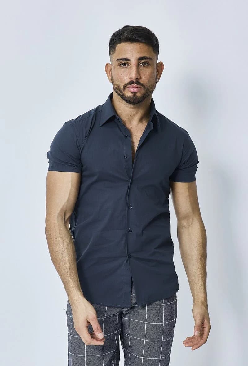 MIZIONA - Overhemd Korte Mouw Navy